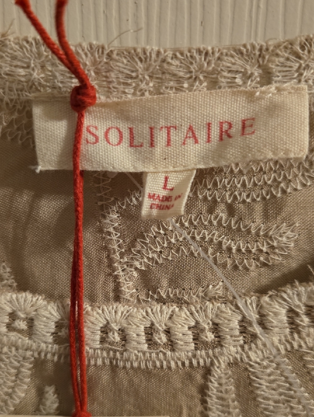 Solitaire Tan Embroidered Puff-Sleeve Blouse - Picture 4 of 10
